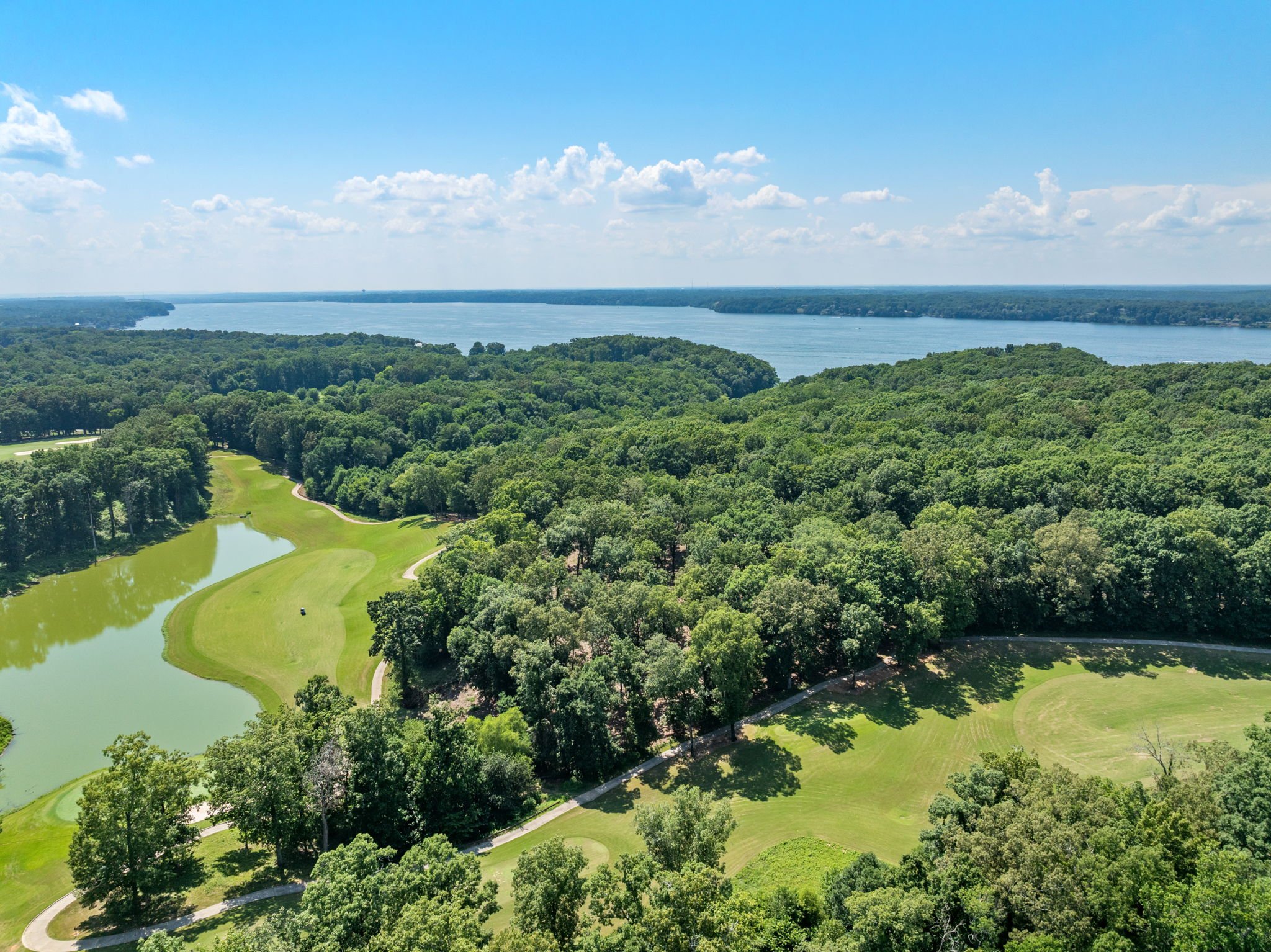 Aerial view of the Irons subdivision next to the Robert Trent Jones golf course in Muscle Shoals.