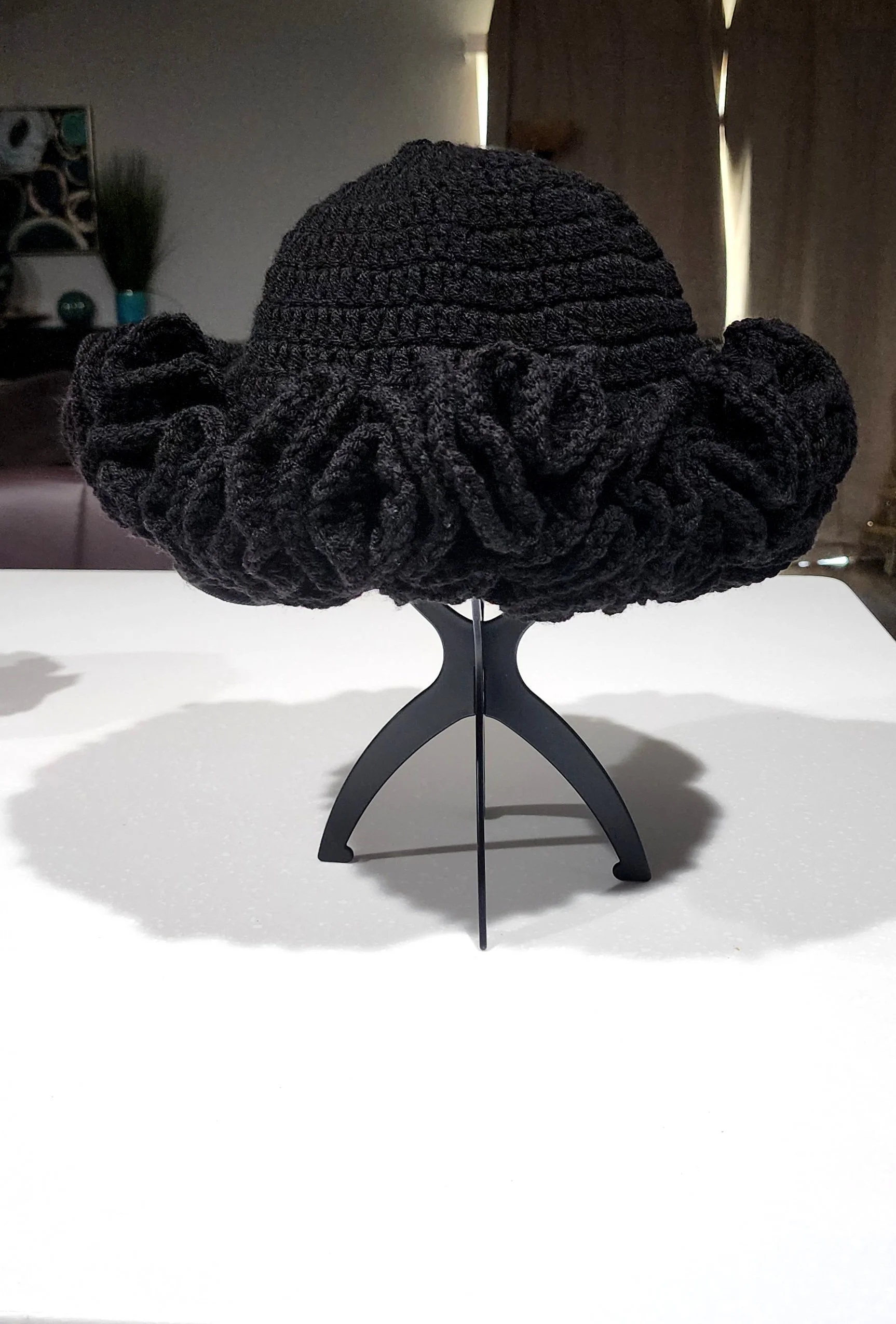 Black Ruffle Bucket Hat