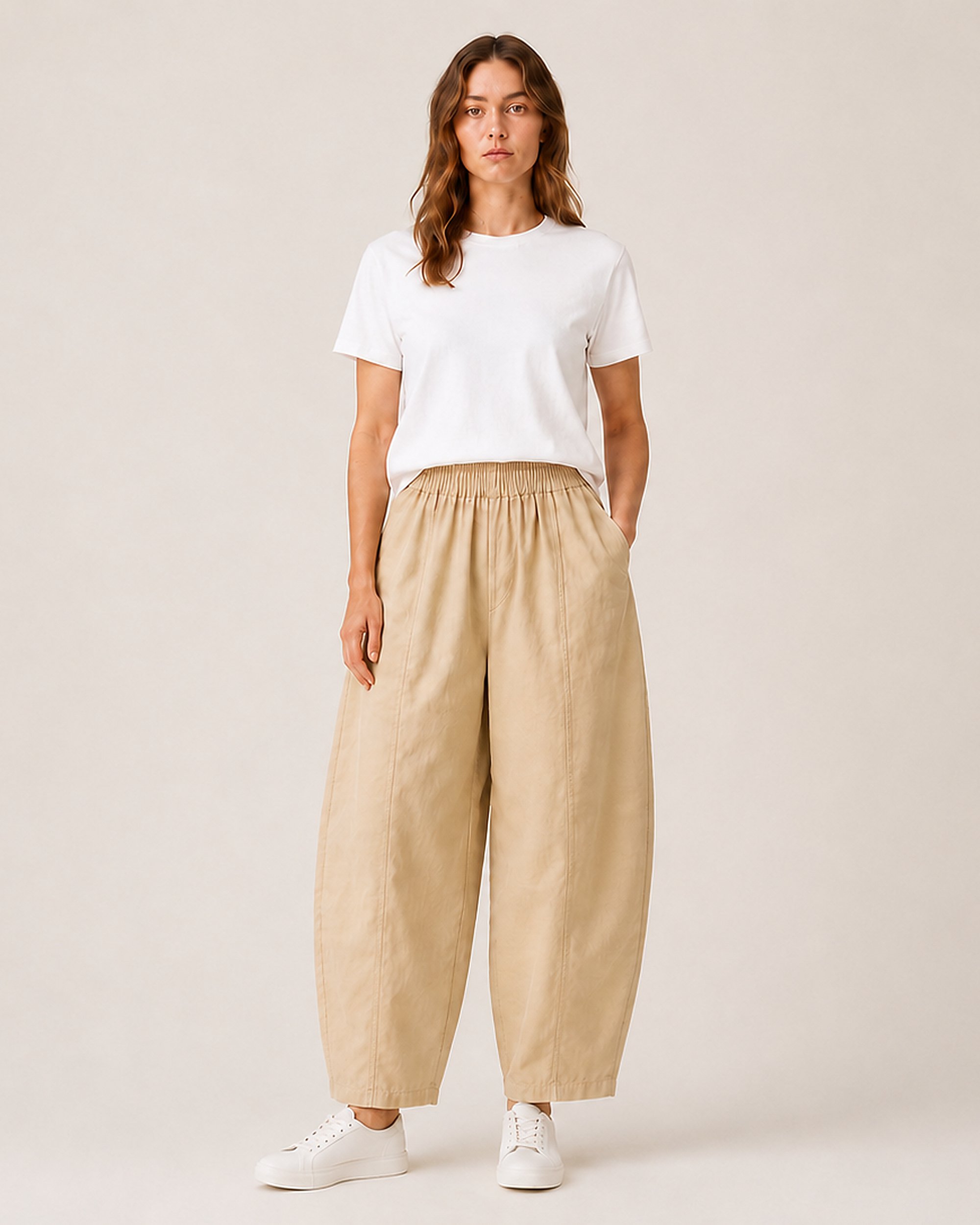 Sculpted Cotton Pant — Tan