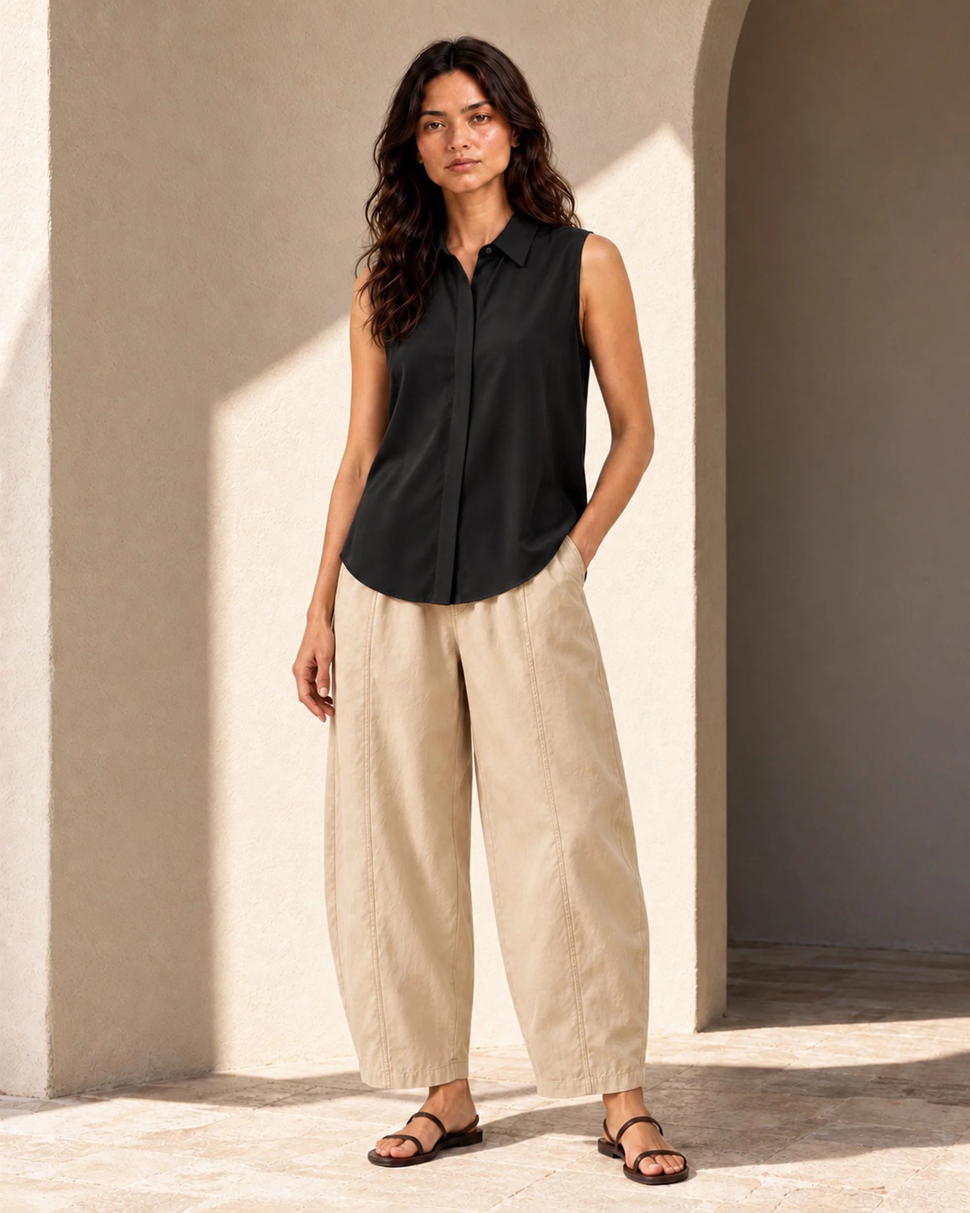 Mulberry Silk Sleeveless Blouse — Black