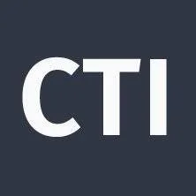 Logo with white letters 'CTI' on a dark background