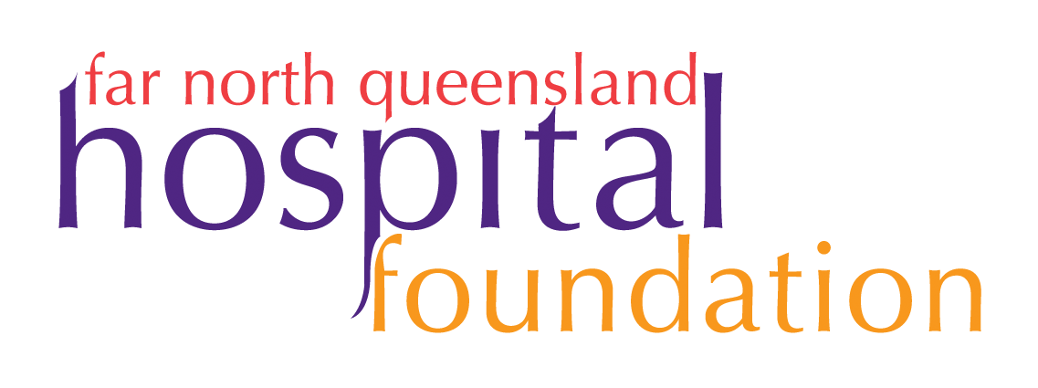 Word cloud with words "Far North Queensland Hospital Foundation" in different sizes and colors.