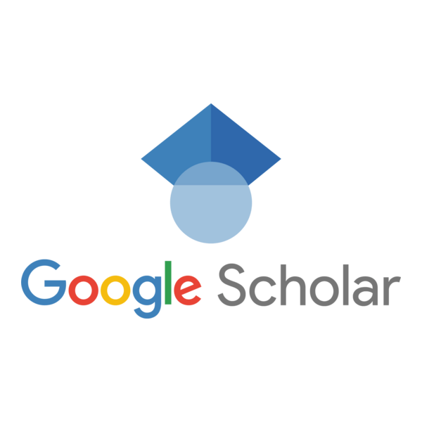 Google Scholar logo with a stylized blue geometric figure above the text.