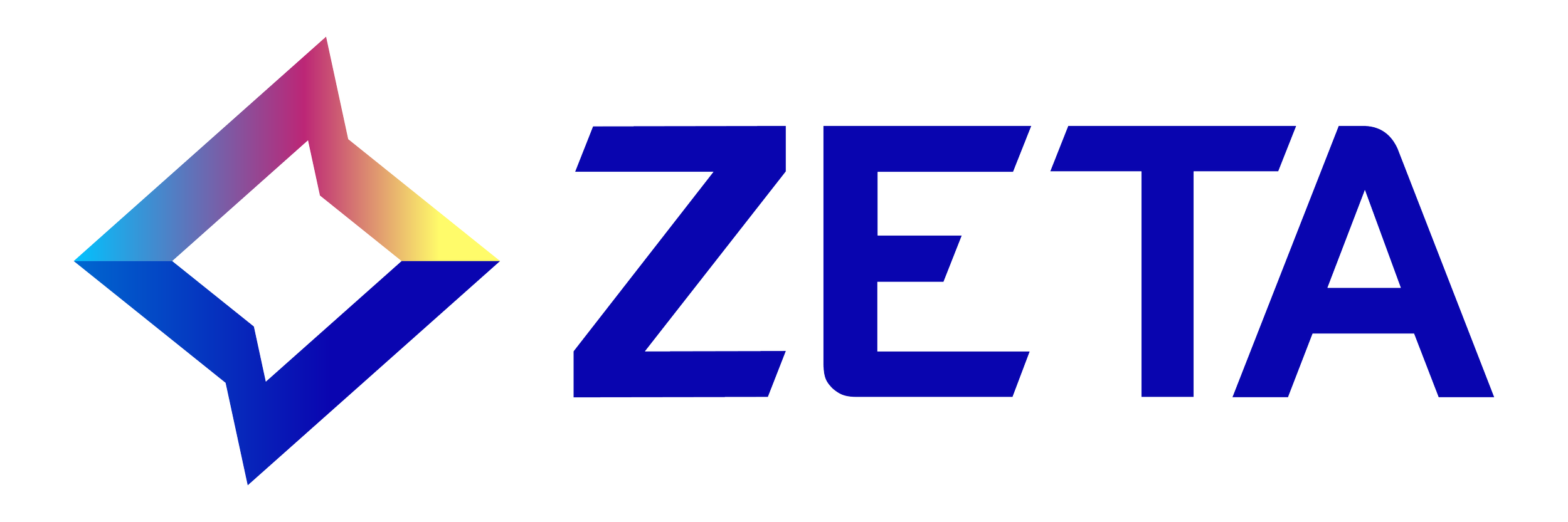 Colorful geometric logo with the word 'ZETA' in bold blue letters.