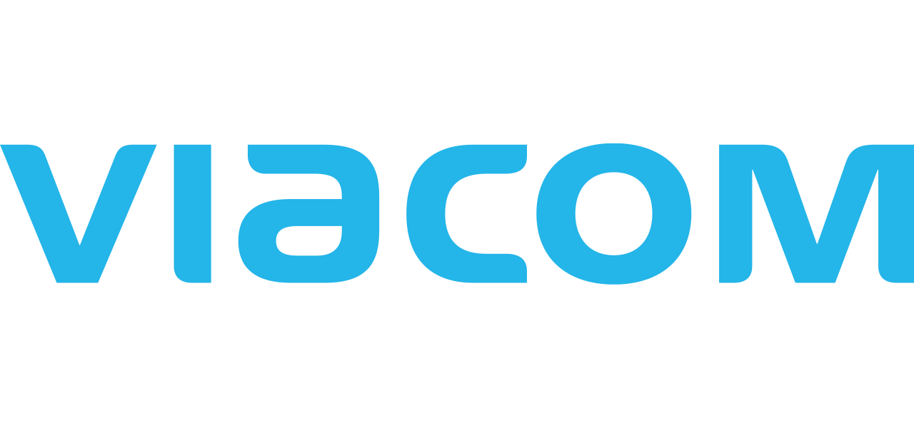 Blue logo of Viasom with lowercase letters.