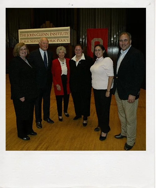   Before I became a designer, I worked in event planning at universities like The John Glenn Institute at Ohio State. Here I am with the Glenn family — and my own family, who flew in for the occasion.  