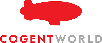 Red blimp logo with the text 'COGENT WORLD' underneath