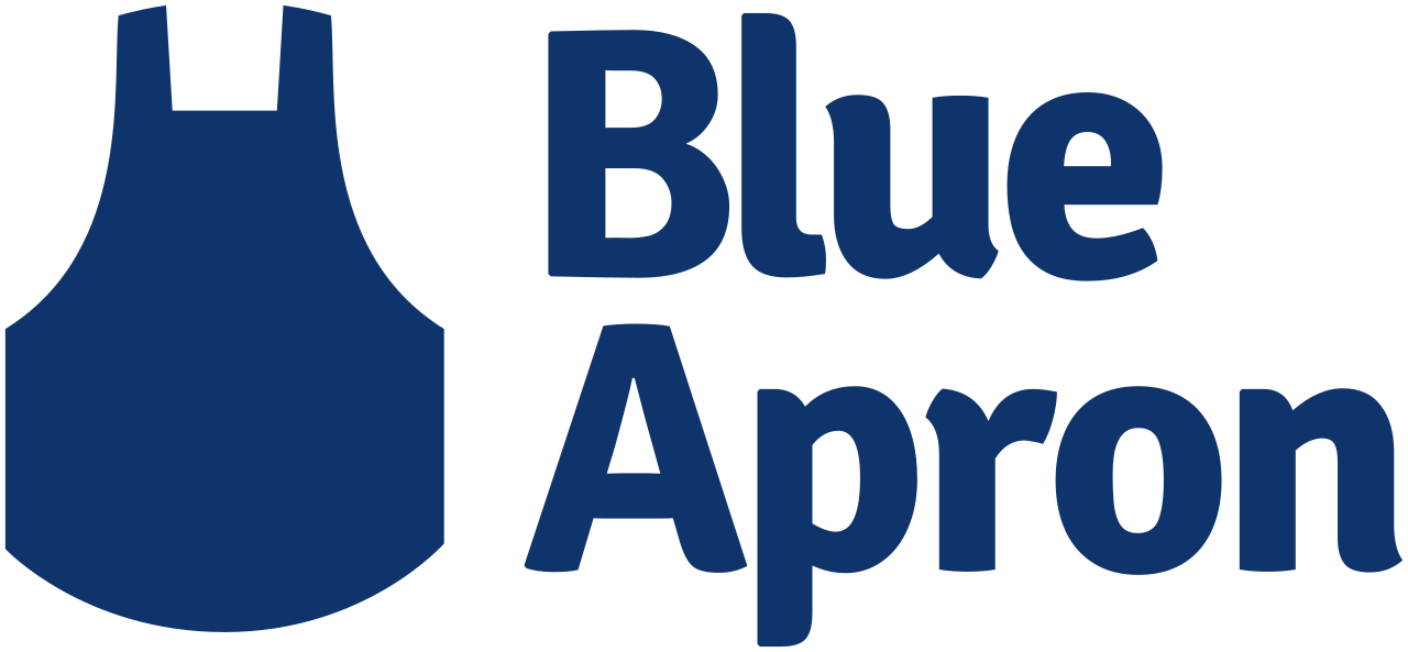 Blue apron logo with a blue apron icon and the words 'Blue Apron' in blue text