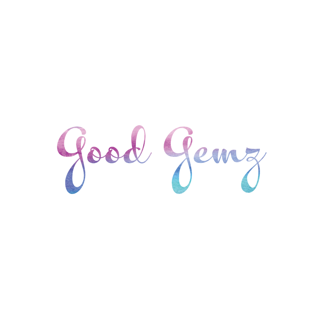 Text reading 'Good Gems' in a colorful cursive font on a white background.