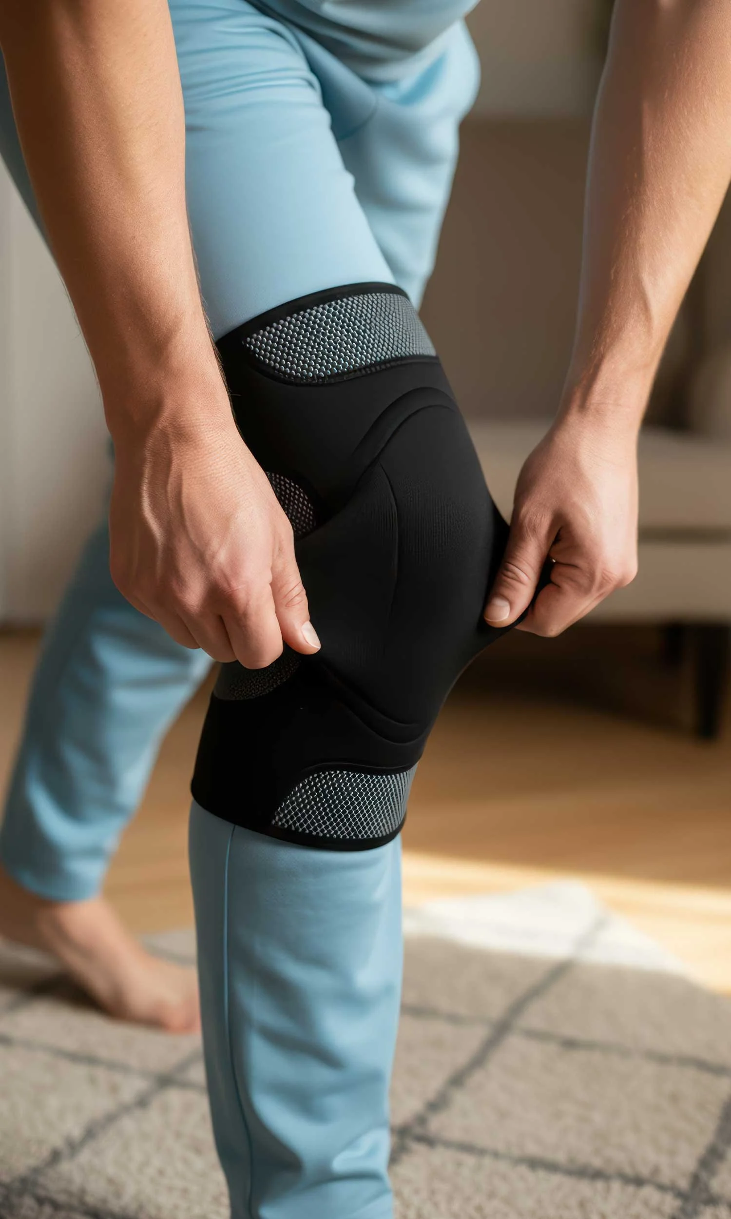 Person inside wearing knee brace