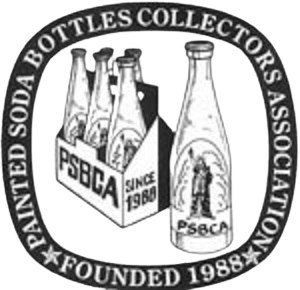 Logo of the United Soda Bottles Collectors' Association, featuring a display of soda bottles and a large soda bottle with the association's name and founding year 1988.