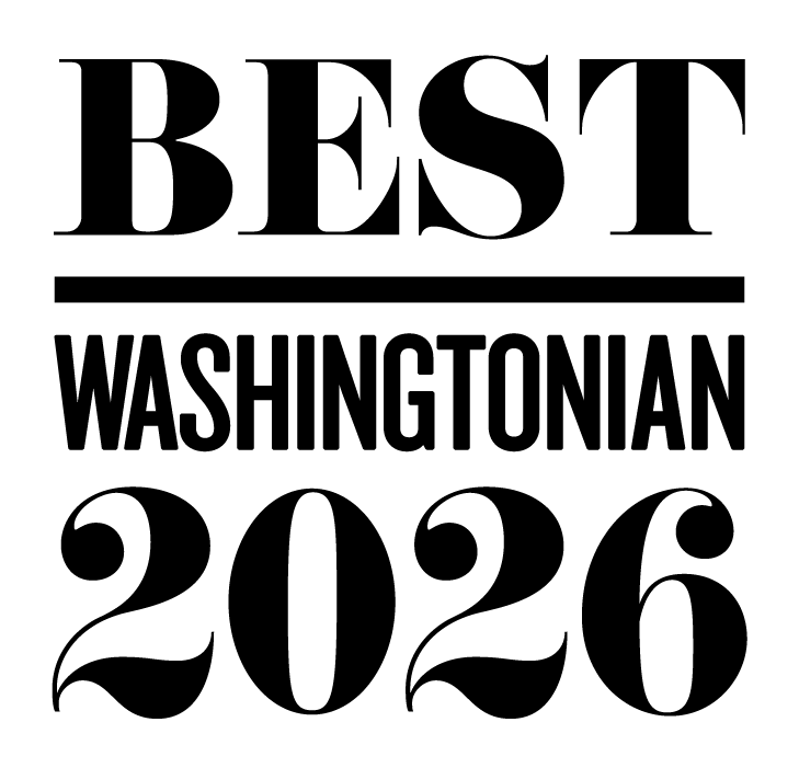 Text graphic that says "Best Washingtonian 2026" in black letters on a white background, with "Best" in large serif font, "Washingtonian" in bold block letters, and "2026" in large decorative numbers.