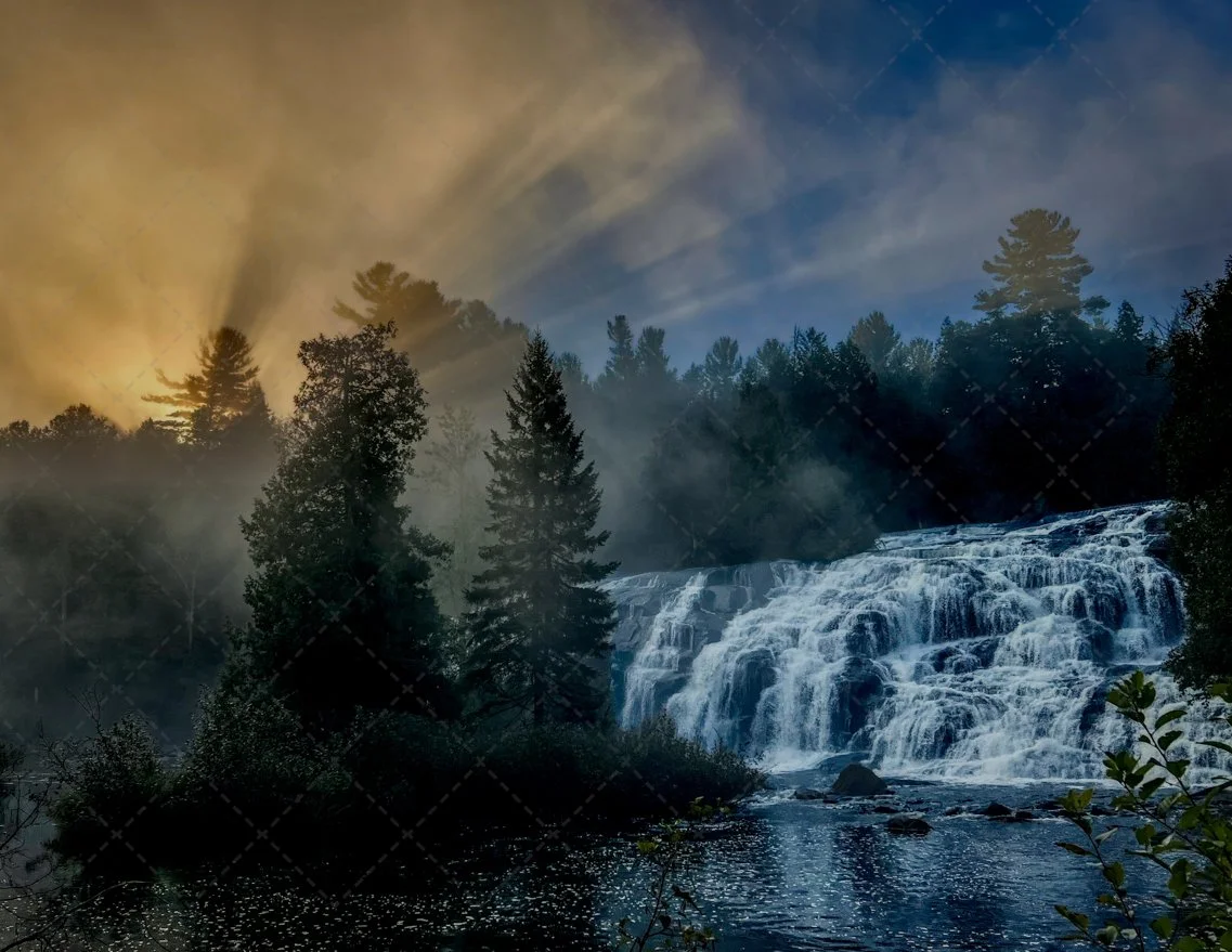 Bond Falls~First Light
This awe inspiring Waterfall is near Bruce Crossing in Haight Twp, Michigan.
 It's one of my favorite waterfalls and can be purchased as wall art, custom to your needs.   