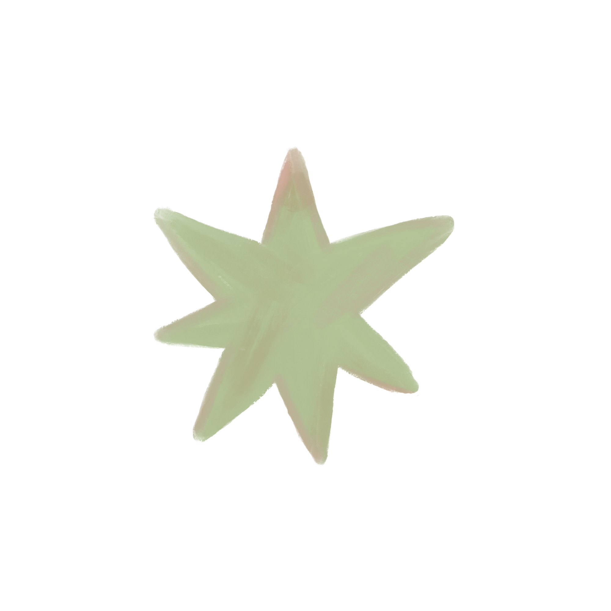 A pastel-colored, three-dimensional star-shaped object with rounded points.