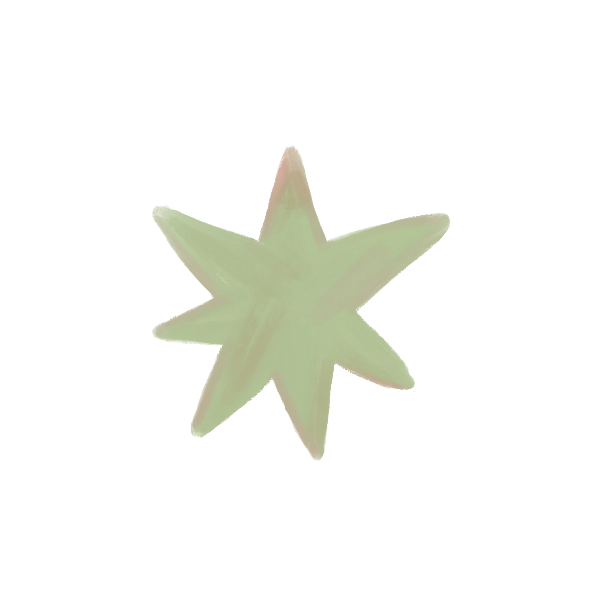 A white, five-pointed star-shaped ornament with a matte surface, placed on a green surface.