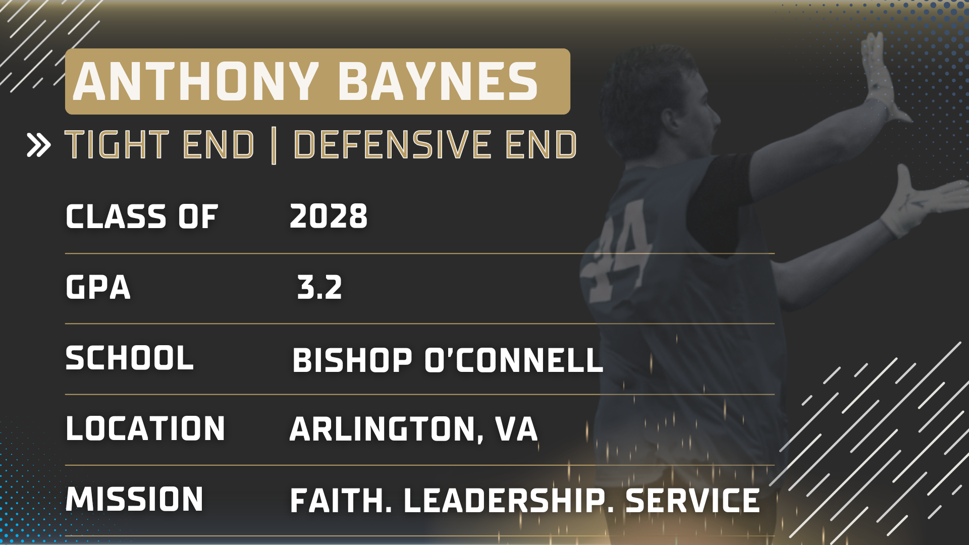 Anthony Baynes Tight End - DE - 2028 - 3.2 GPA - Virginia