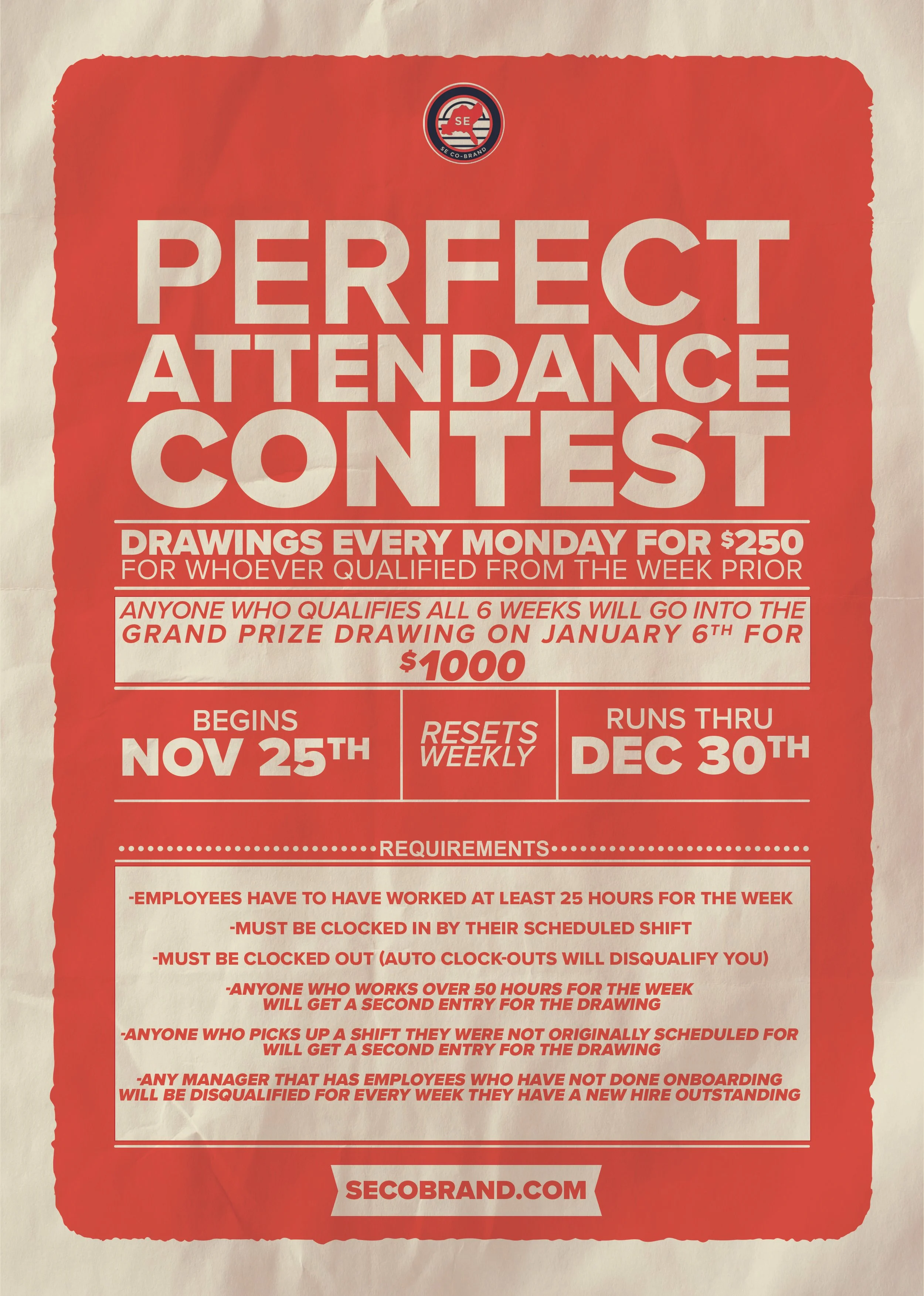 Seco Brand Perfect Attendance Contest Flyer.jpg