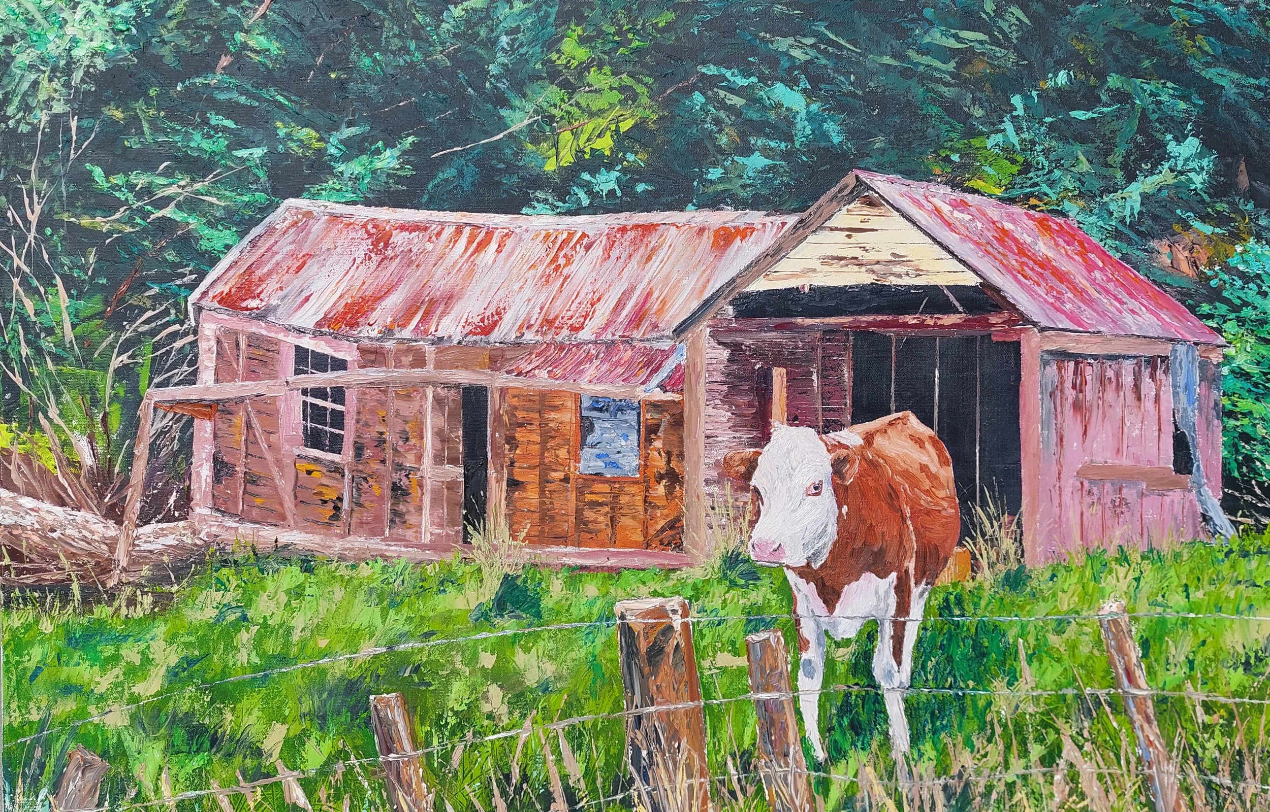 Cottage Guardian - pallet knife in oil HxW 61x76cm : $690 - contact Artist