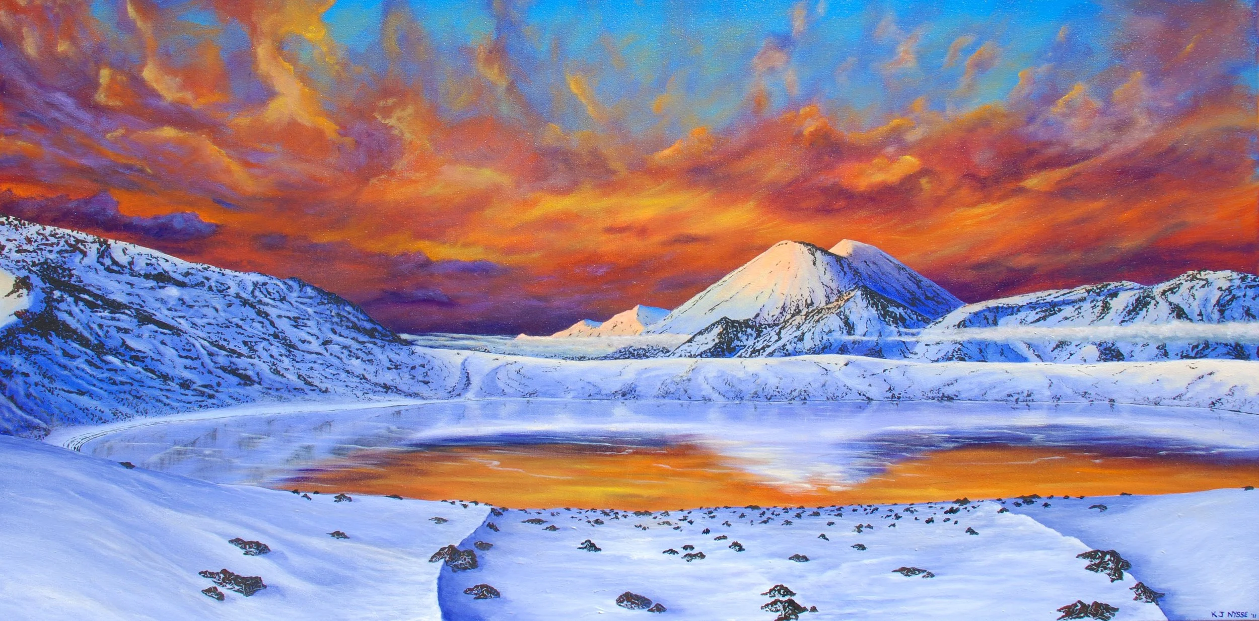 Sunrise on Tongariro Crossing HXW 60X120cm.JPG