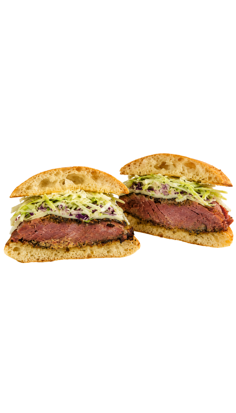 THE BIG PAPA PASTRAMI · 
Papa’s 14-hour Smoked Brisket Pastrami, Swiss, Papa’s Slaw, Iceberg Lettuce, Pickled Peppers, Papa’s Aioli, on Ciabatta