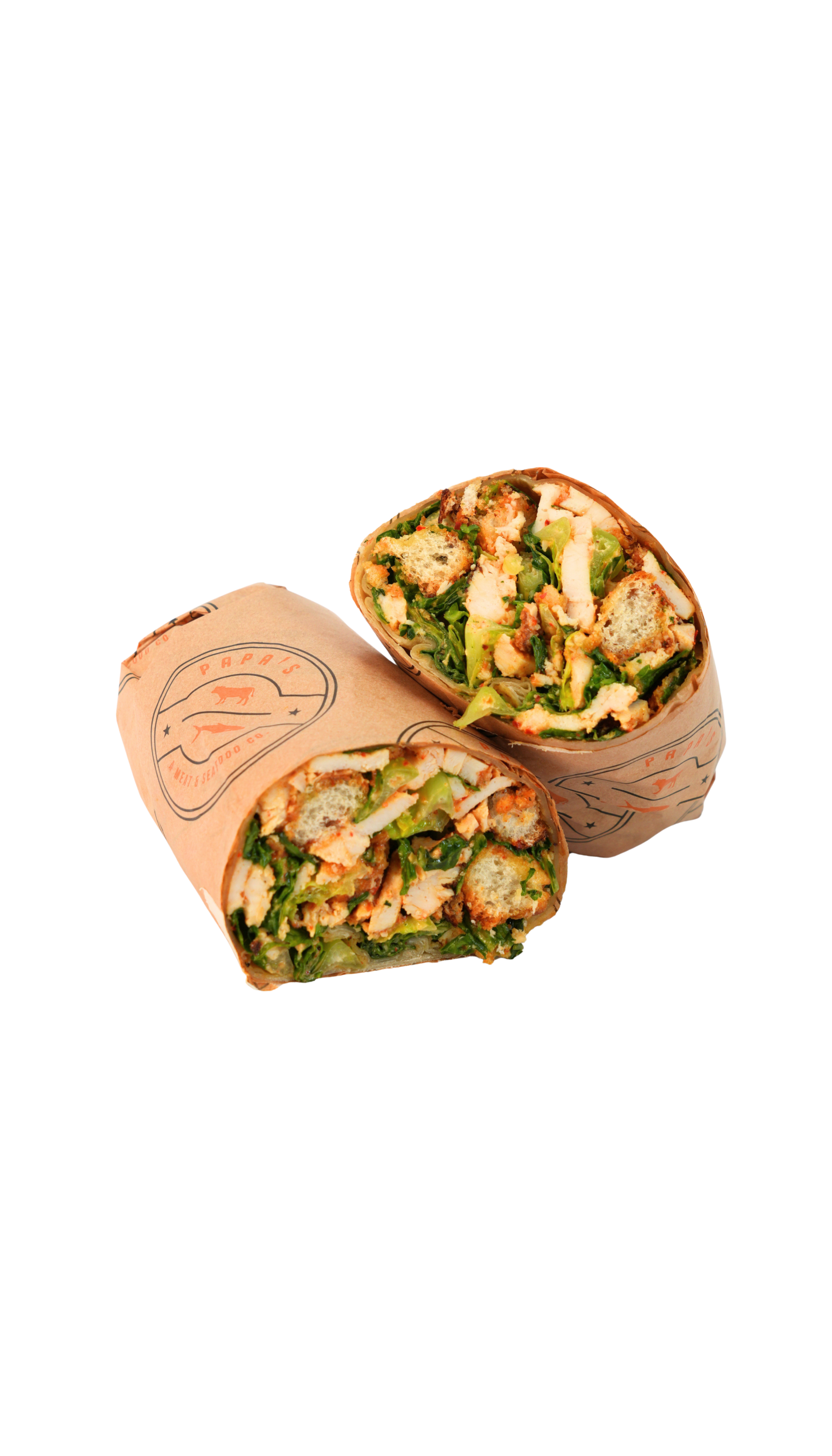 C O M I N G  ·  S O O N  || JULIUS ·  LC EXCLUSIVE || 
Papa's Grilled Chicken Breast, Romaine Lettuce, Parmesan Cheese,  Garlic Baguette Croutons, Papa’s Spicy Allepo Pepper Caesar, wrapped in Tortilla
$19.00
