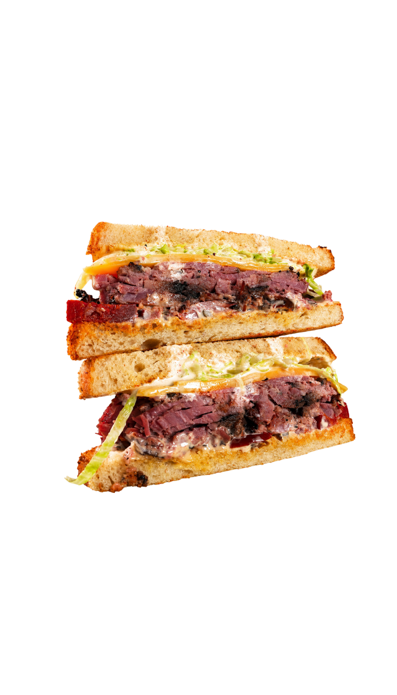 LUKA · 
Papa’s 14-hour Smoked Brisket Pastrami, Cheddar, Pickled Peppers, Iceberg Lettuce, Papa’s Aioli, on Sourdough