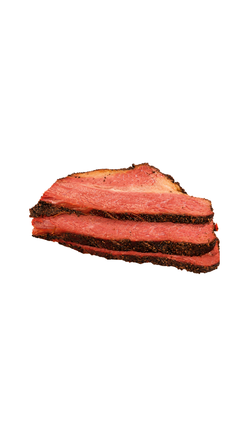 1/2 LB SLICED 14-HOUR SMOKED BRISKET PASTRAMI ·
