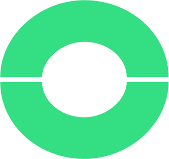 A mint green and white circular design with a central cutout.