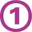 A purple circle with the number one inside it.