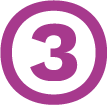 Purple number three inside a black circle with a purple outline.