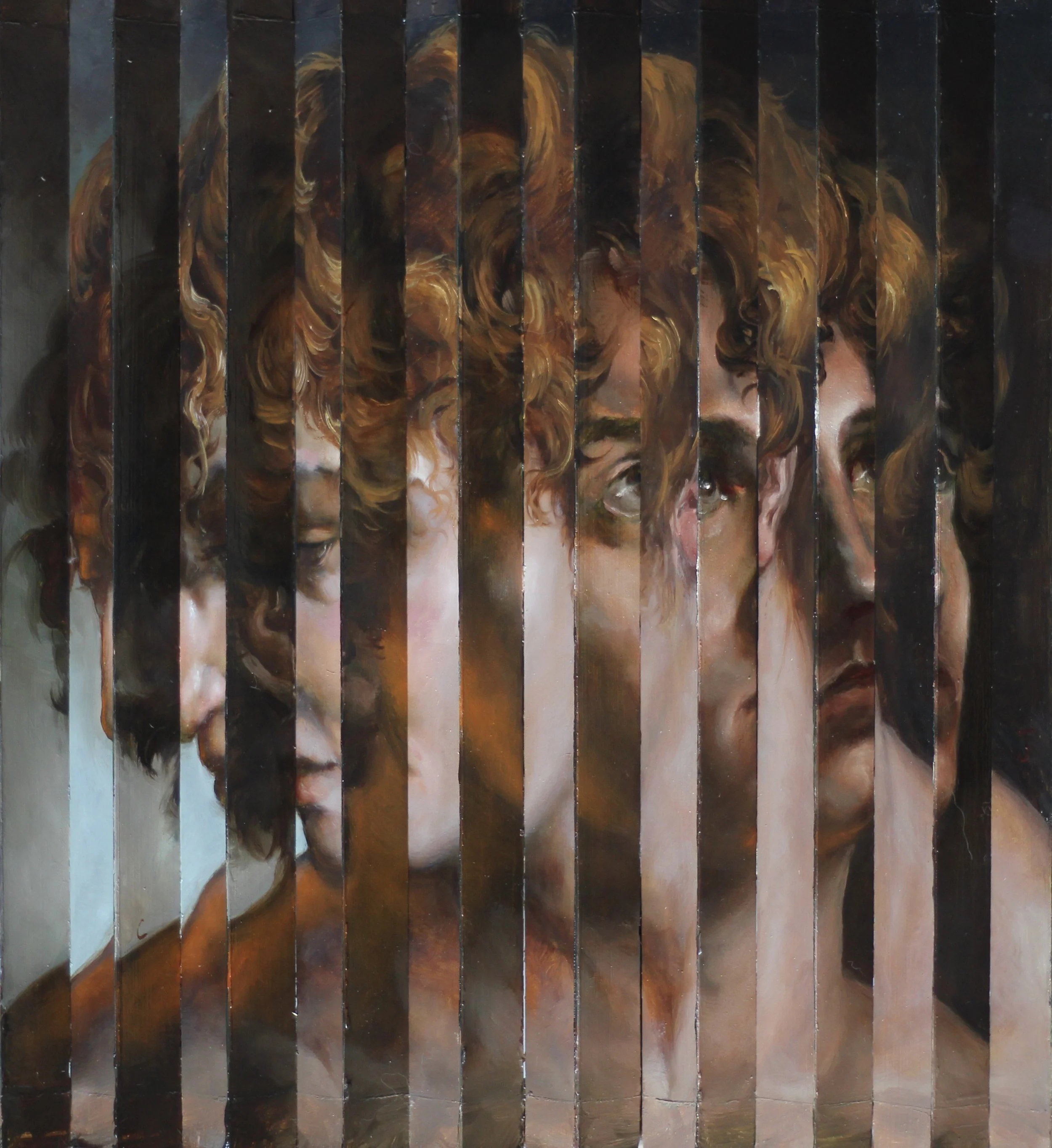 Psychology of Dorian Gray
15 x 15 inches
Oil on Prism wood stripes