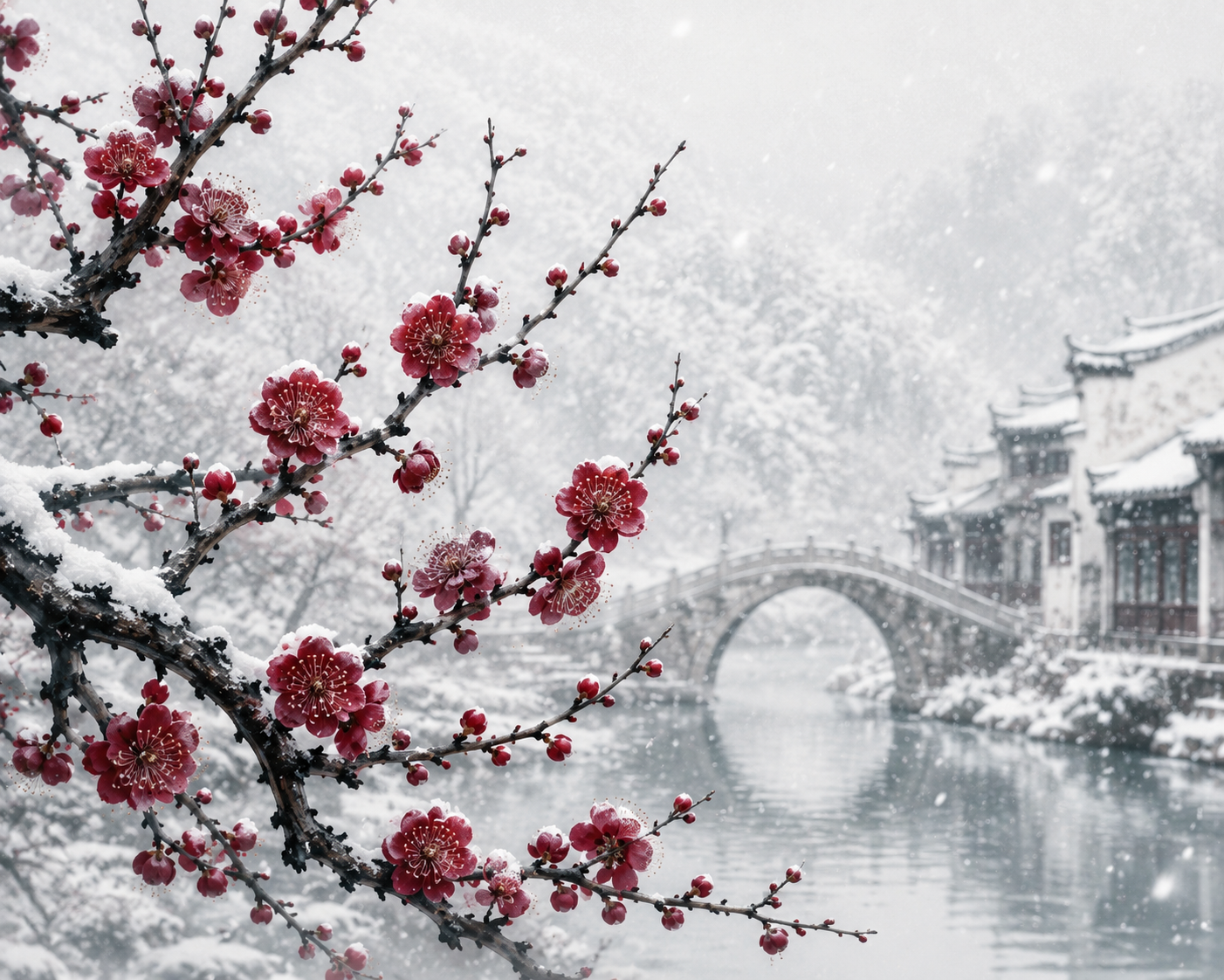 Admiring the significance and beauty of plum blossom in winter.