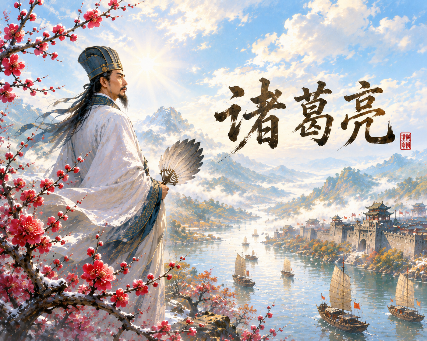 Following the footsteps of famous Chinese strategist Zhuge Liang in his achievements and campaigns.