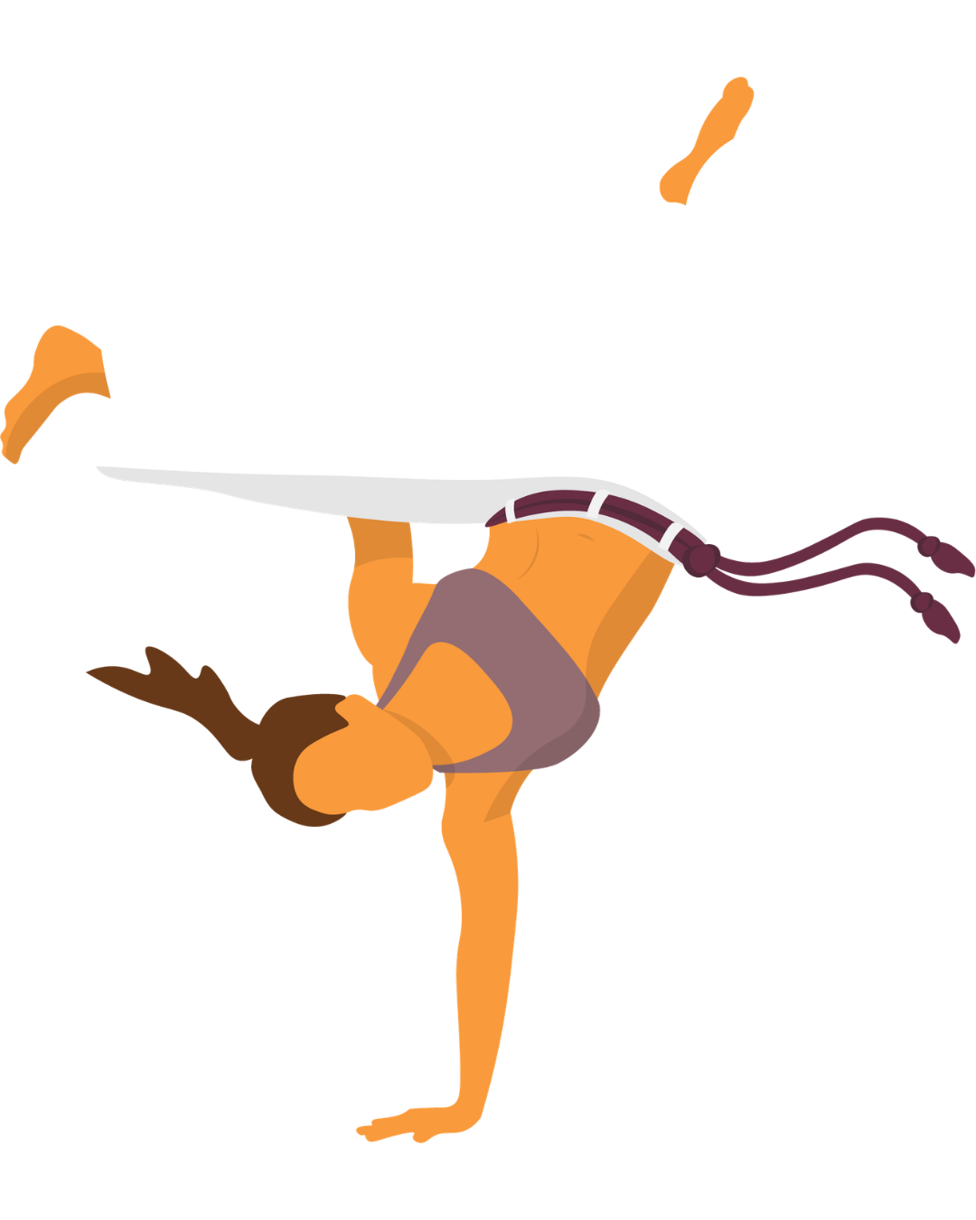 A cartoon woman participating in Capoeira martial arts
