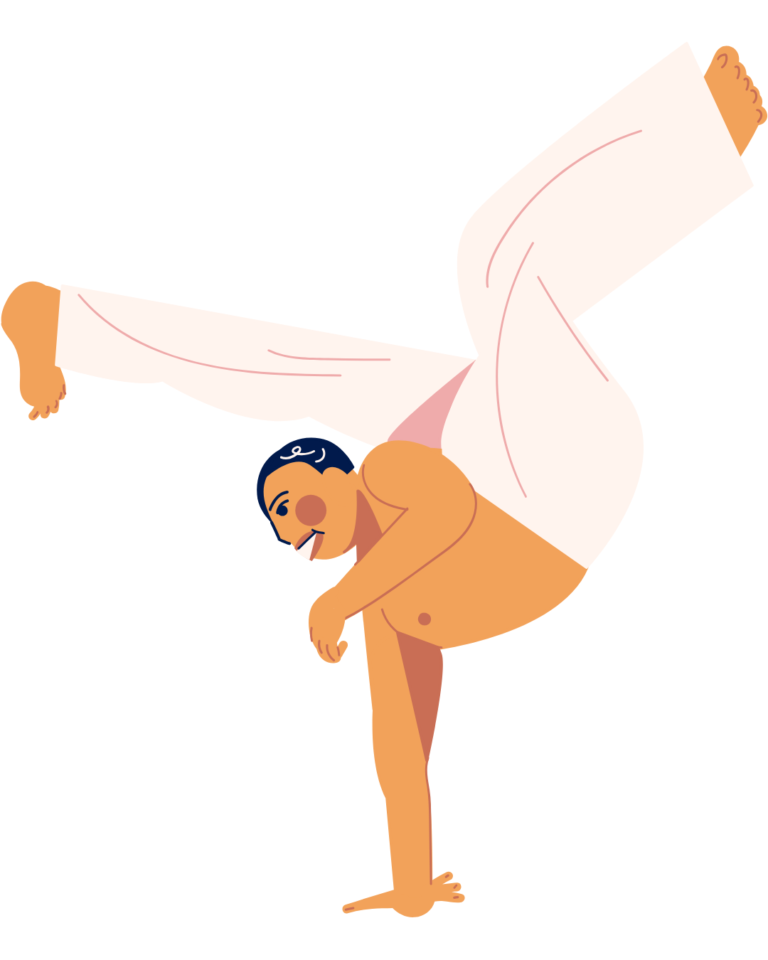 A carton person doing Capoeira martial arts