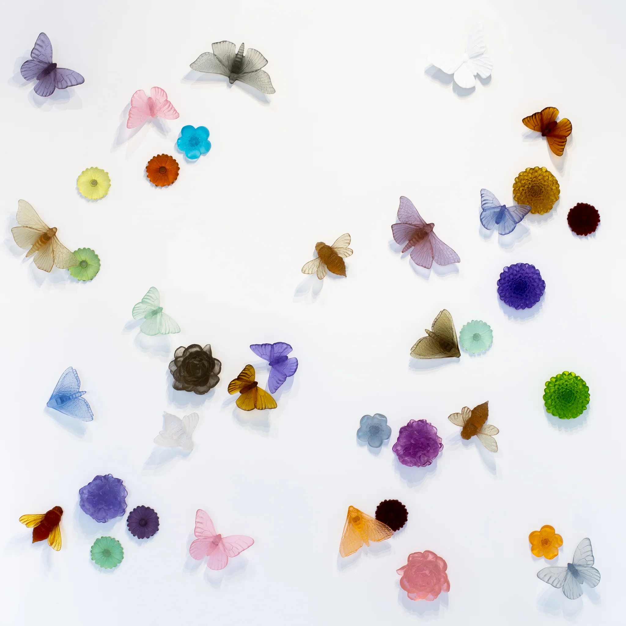 Birds, bees and flowers wall installation