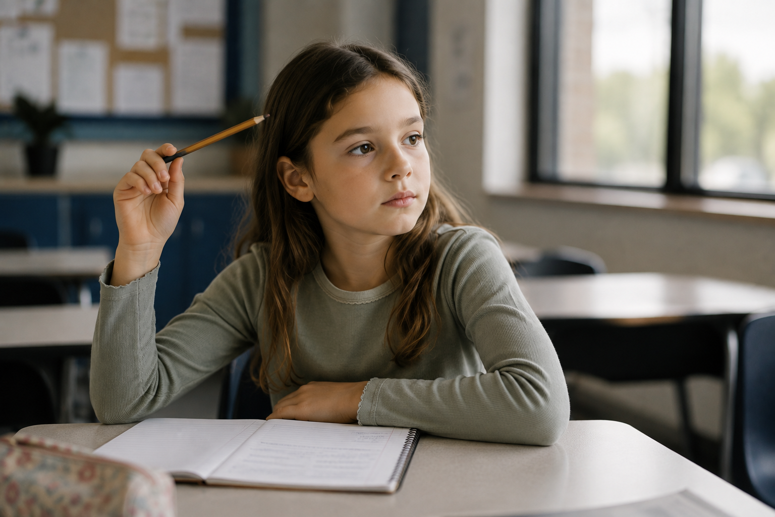 Child completing cognitive and academic testing during a learning assessment