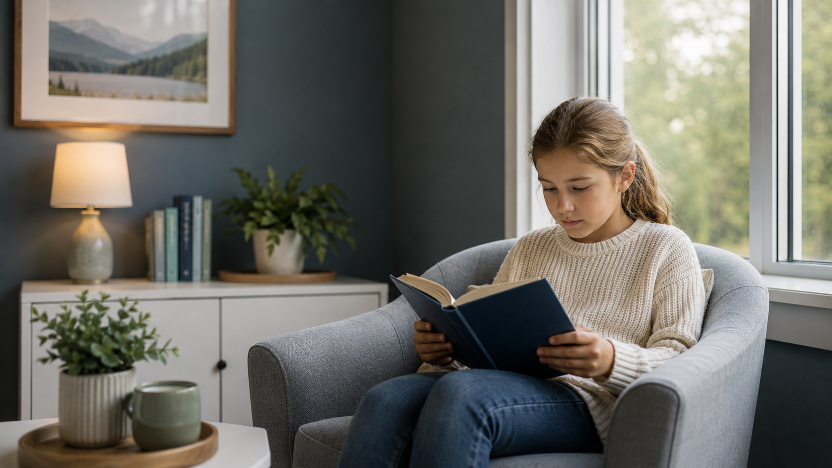 School-age child reading independently for guidance on learning disability signs at different ages