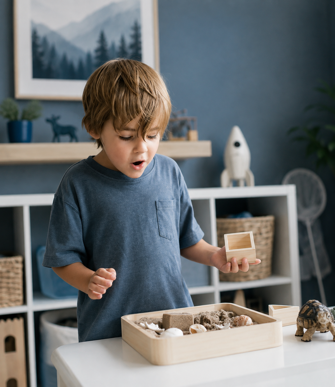 Child solving a complex problem during cognitive testing for giftedness