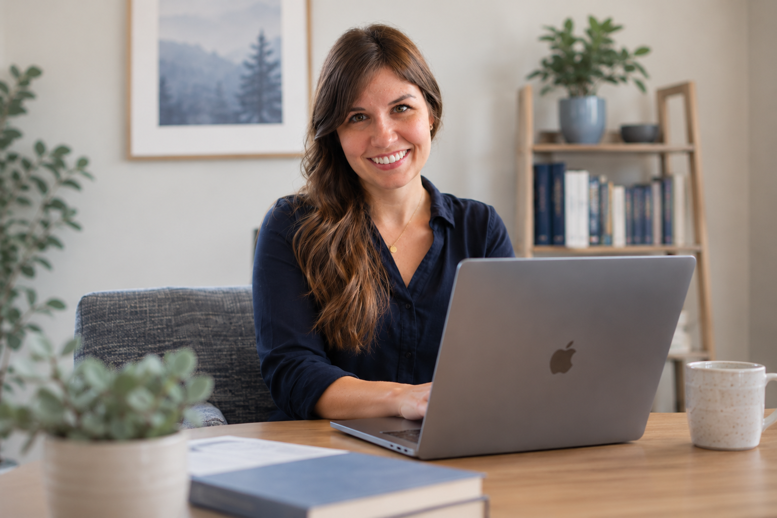 Kendra Kramer preparing a psychological assessment report at Blue Spruce Psychology