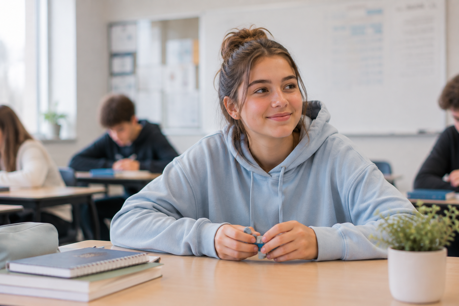 Teen student sitting in class, illustrating a mismatch between ability and school performance