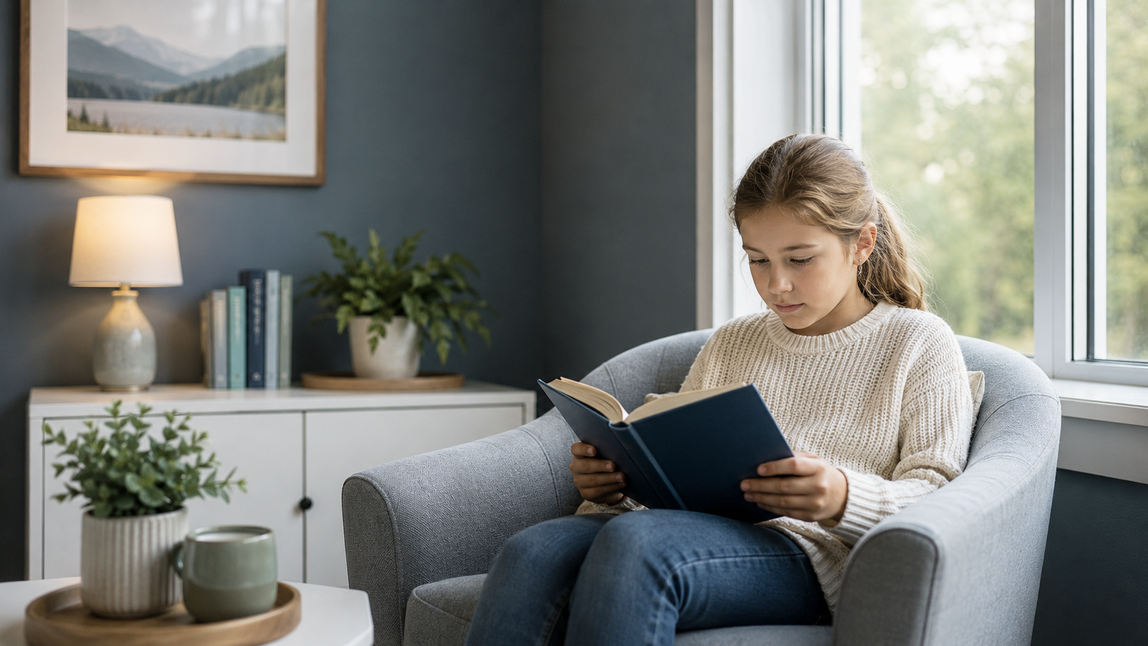 School-age child reading independently for guidance on learning disability signs at different ages