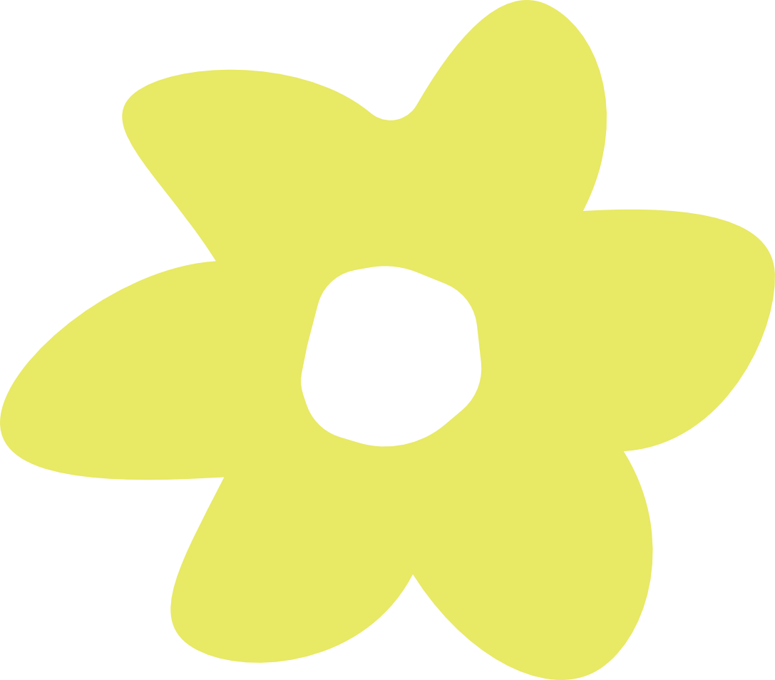 A stylized, cartoon yellow flower with five petals and a white center.
