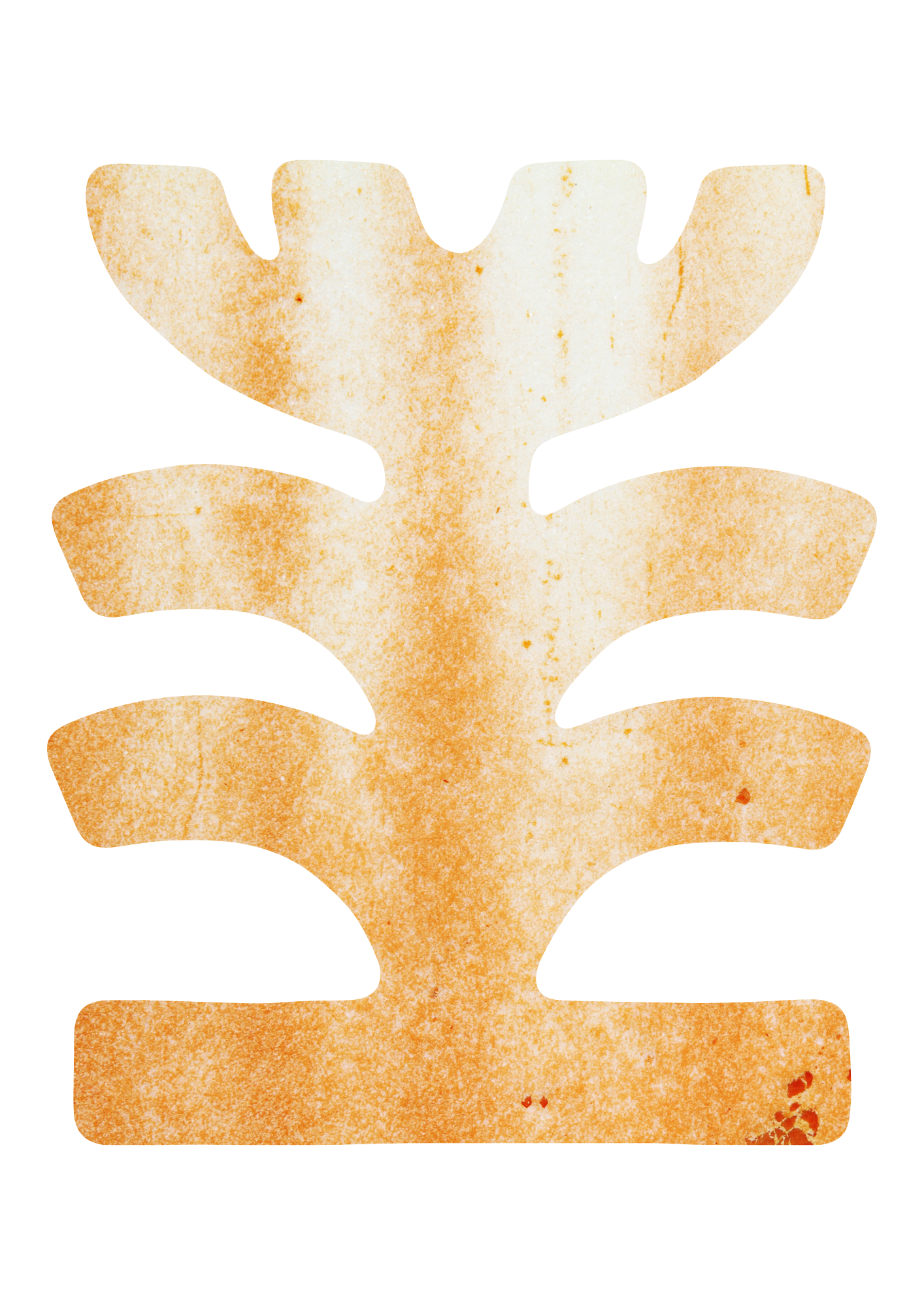 A close-up of a piece of baked toast with a hole in the center, lightly toasted with a golden-brown color.