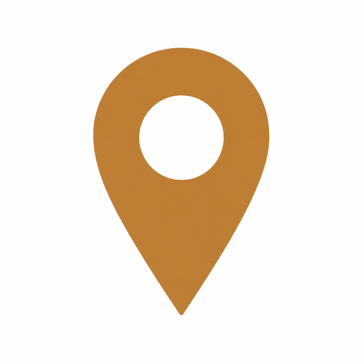 Icon of a brown map location pin on a white background.