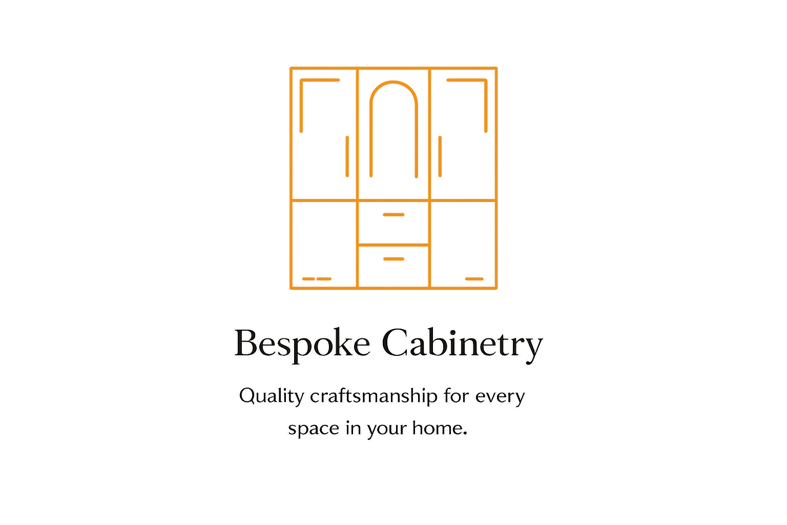 A digital rendering of a wooden cabinet displayed on a dark background with a promotional overlay that reads "Bespoke Cabinetry" and "Quality craftsmanship for every space in your home."