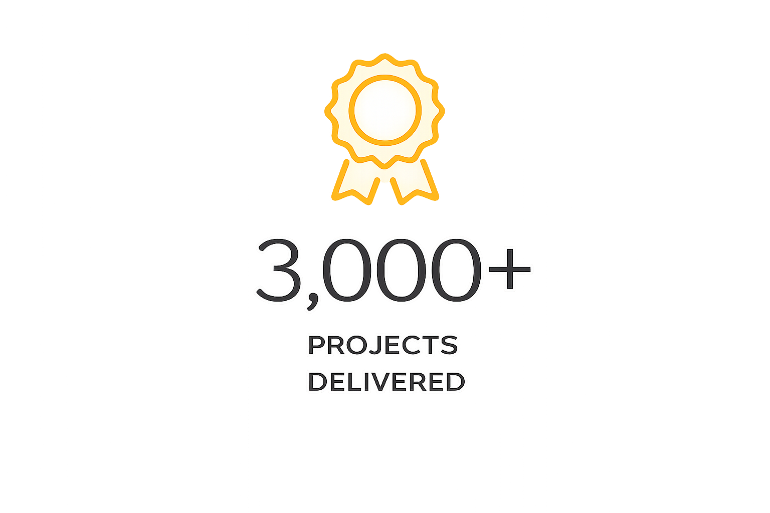 Graphic showing over 3,000 projects delivered, with a ribbon icon at the top.