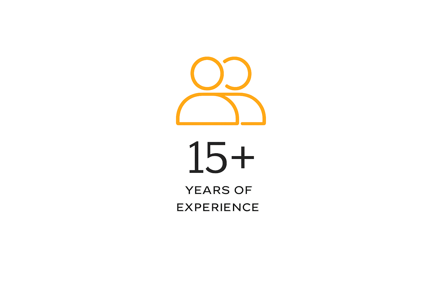 Icon of two people with the text '15+ Years of Experience'.