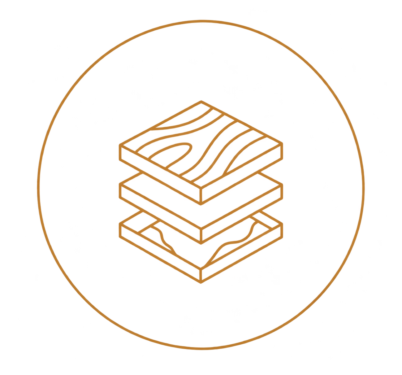 Icon representing a stack of three different cuts of meat, enclosed in a circle