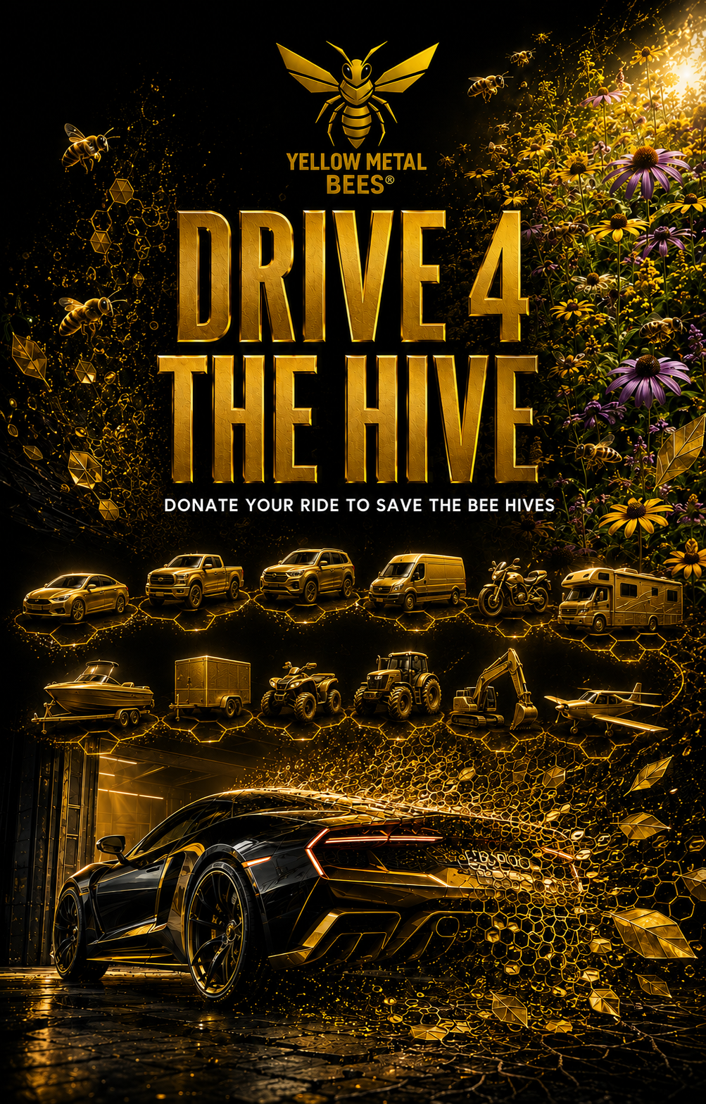 Yellow Metal Bees® Drive 4 The Hive vehicle donation program.